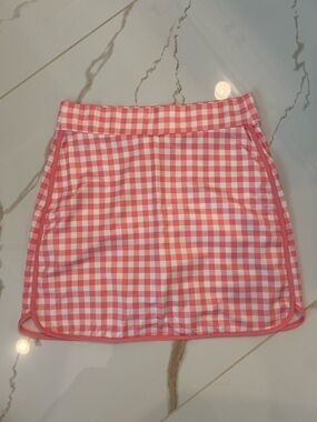J. Crew Pink and White Gingham Mini Skirt with shorts